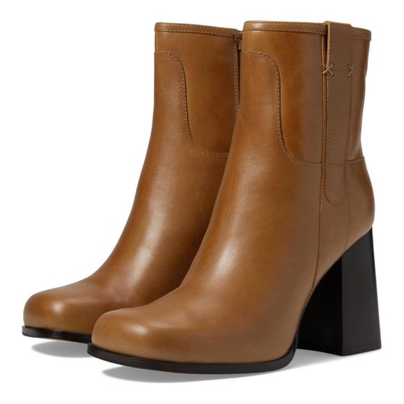 Free People Boots Naomi Cafe Leather Heeled Ankle Booties